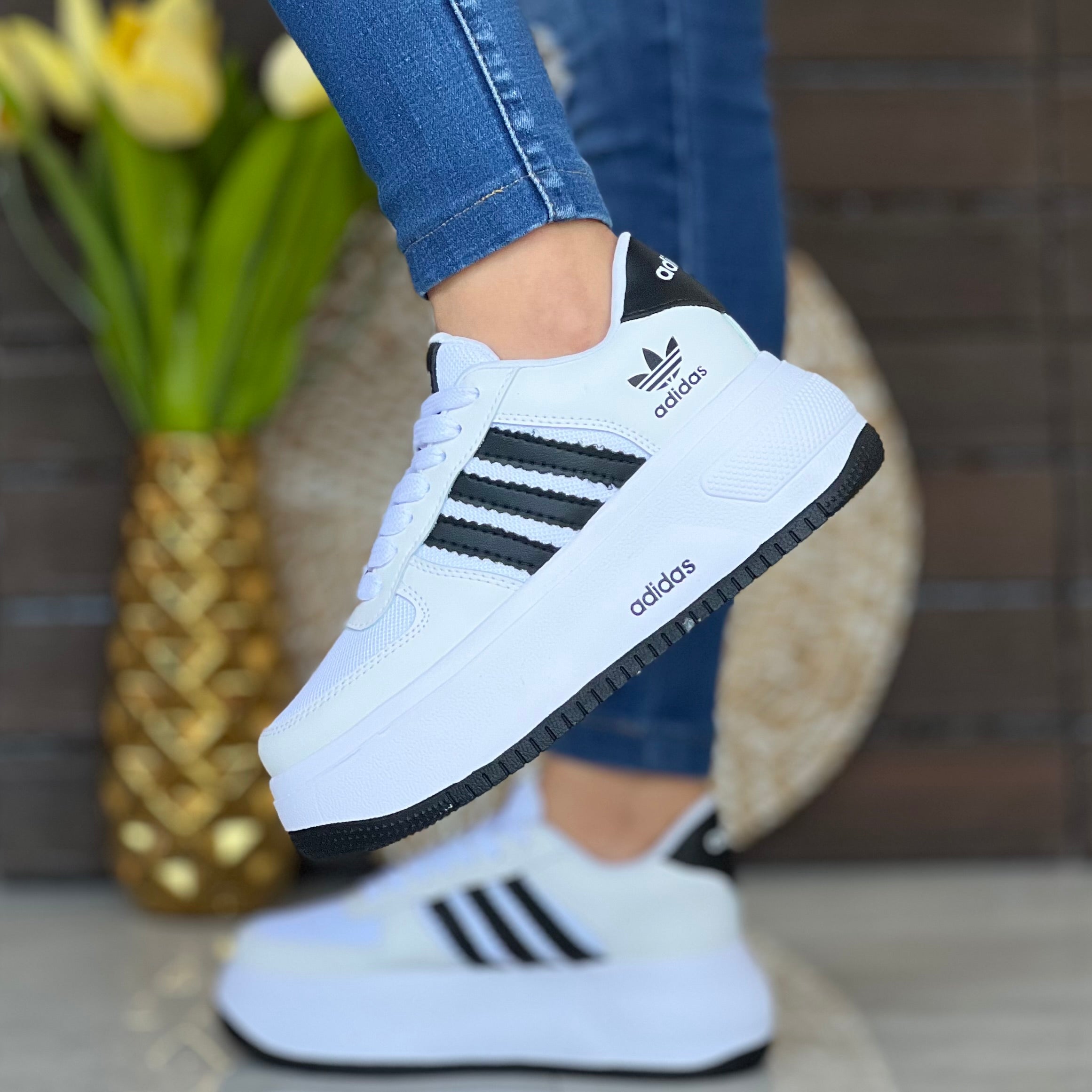 Adidas fashion blancos para dama